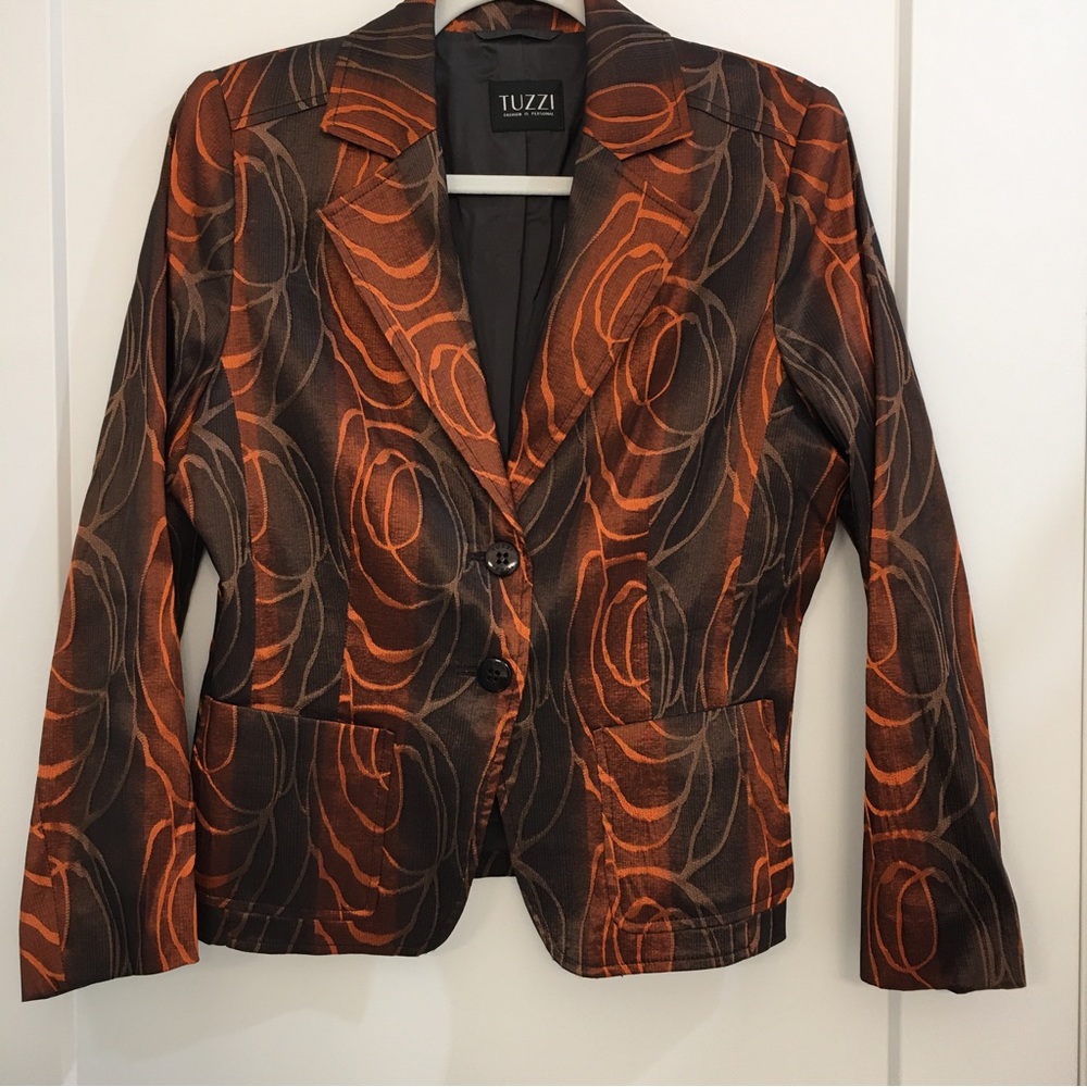 Retro Tuzzi blazer. Rust with pattern. Size 12